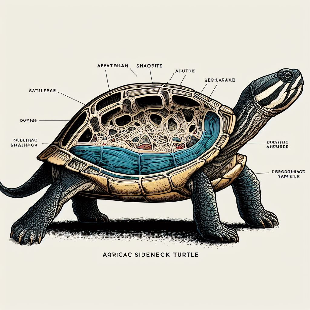 Illustration of African Aquatic Sideneck Turtle anatomy