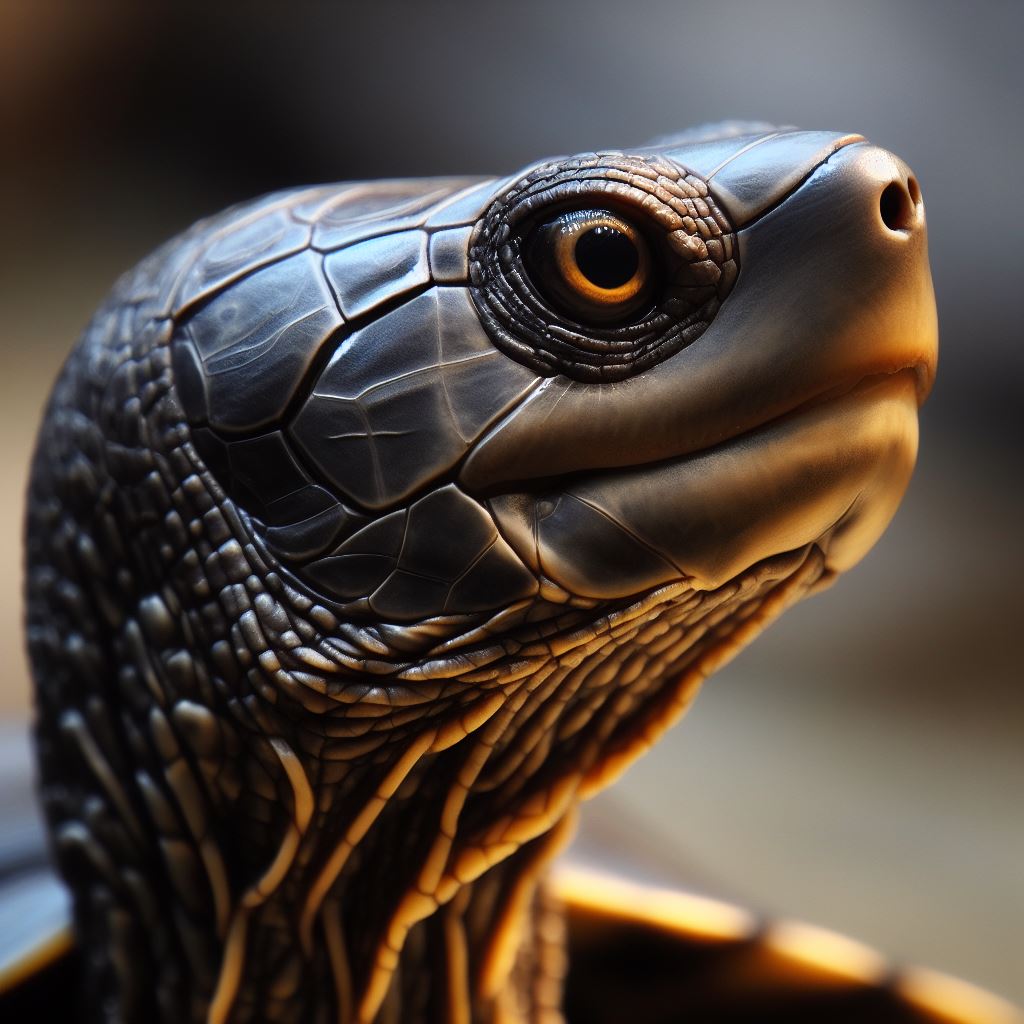 Close-up of African Aquatic Sideneck Turtle's unique neck