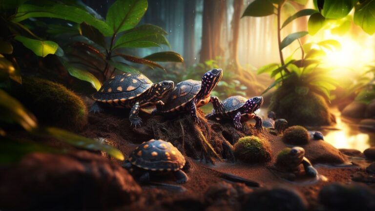 Smallest Pet Turtle: Group of Spotted Turtles in Jungle
