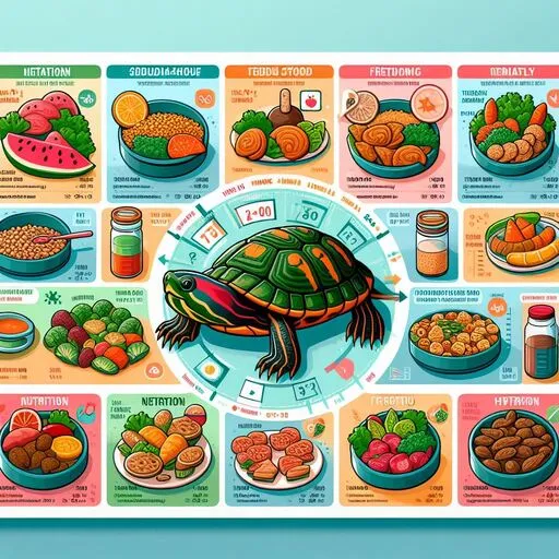 Calendar showing a feeding schedule for a red-eared slider turtle.