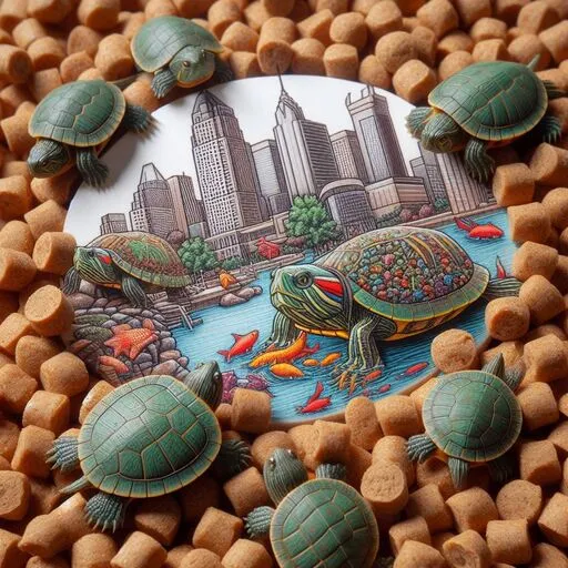 Commercial turtle pellets designed for red-eared sliders.