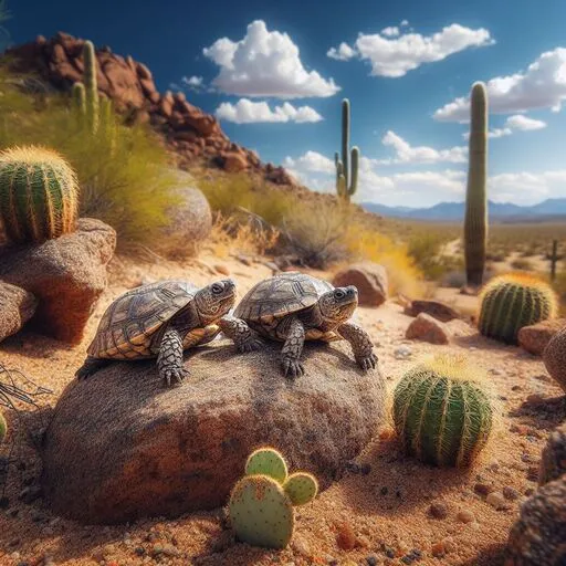Desert box turtles thriving in their arid, sandy habitat in the southwestern United States